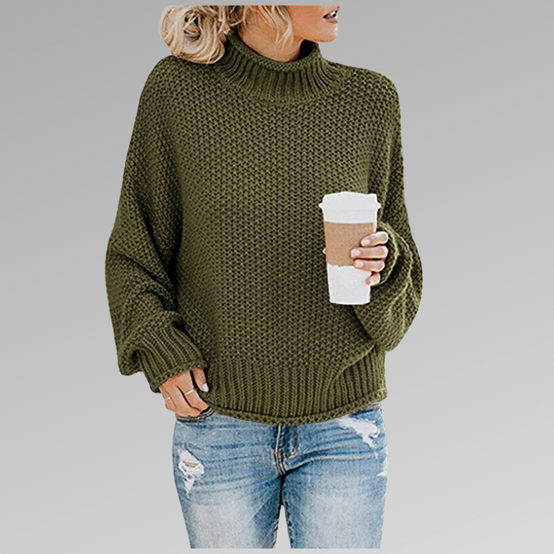 Turtleneck Knit Sweater Women's Chunky Oversized Pullover – Casual, Office · Faylori