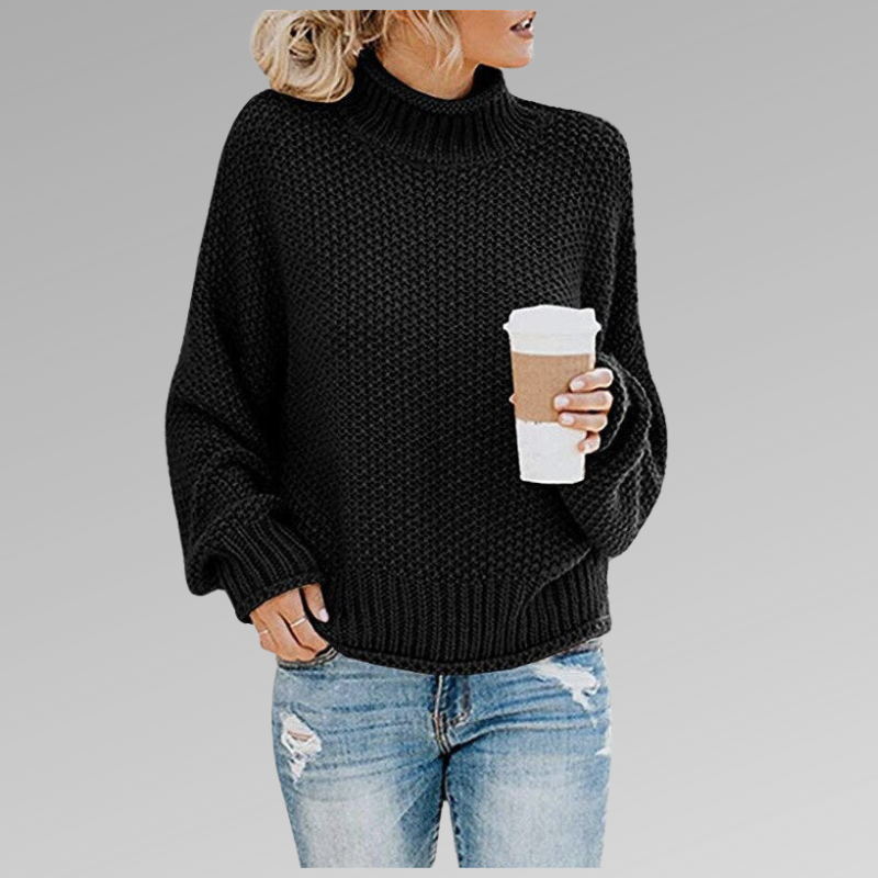 Turtleneck Knit Sweater Women's Chunky Oversized Pullover – Casual, Office · Faylori