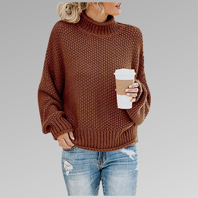 Turtleneck Knit Sweater Women's Chunky Oversized Pullover – Casual, Office · Faylori