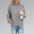 Turtleneck Knit Sweater Women's Chunky Oversized Pullover – Casual, Office · Faylori