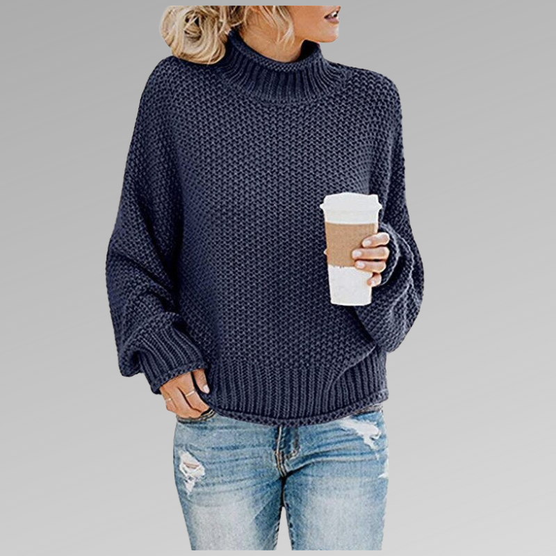Turtleneck Knit Sweater Women's Chunky Oversized Pullover – Casual, Office · Faylori