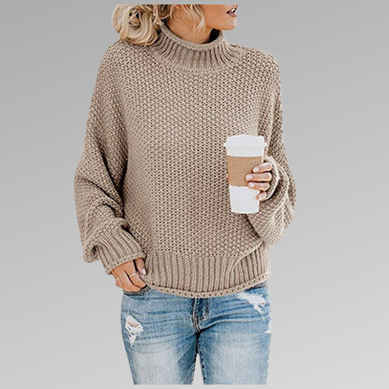 Turtleneck Knit Sweater Women's Chunky Oversized Pullover – Casual, Office · Faylori