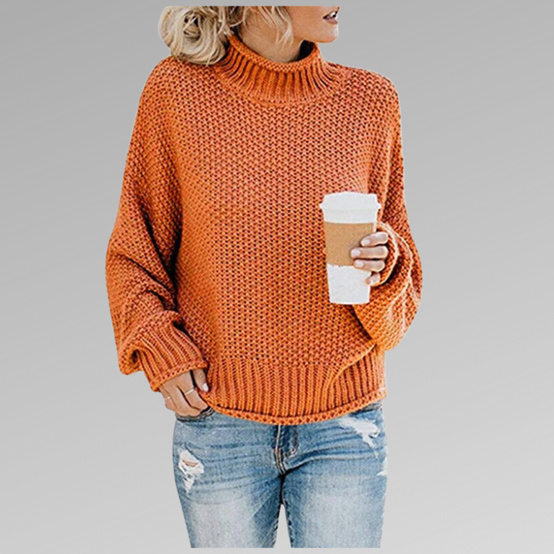 Turtleneck Knit Sweater Women's Chunky Oversized Pullover – Casual, Office · Faylori