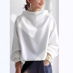 Turtleneck Knit Top Women's Long Sleeve Black Loose Pullover – Casual, Office · Faylori