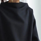 Turtleneck Knit Top Women's Long Sleeve Black Loose Pullover – Casual, Office · Faylori