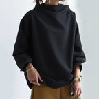 Turtleneck Knit Top Women's Long Sleeve Black Loose Pullover – Casual, Office · Faylori
