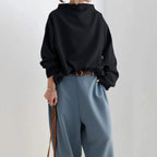 Turtleneck Knit Top Women's Long Sleeve Black Loose Pullover – Casual, Office · Faylori