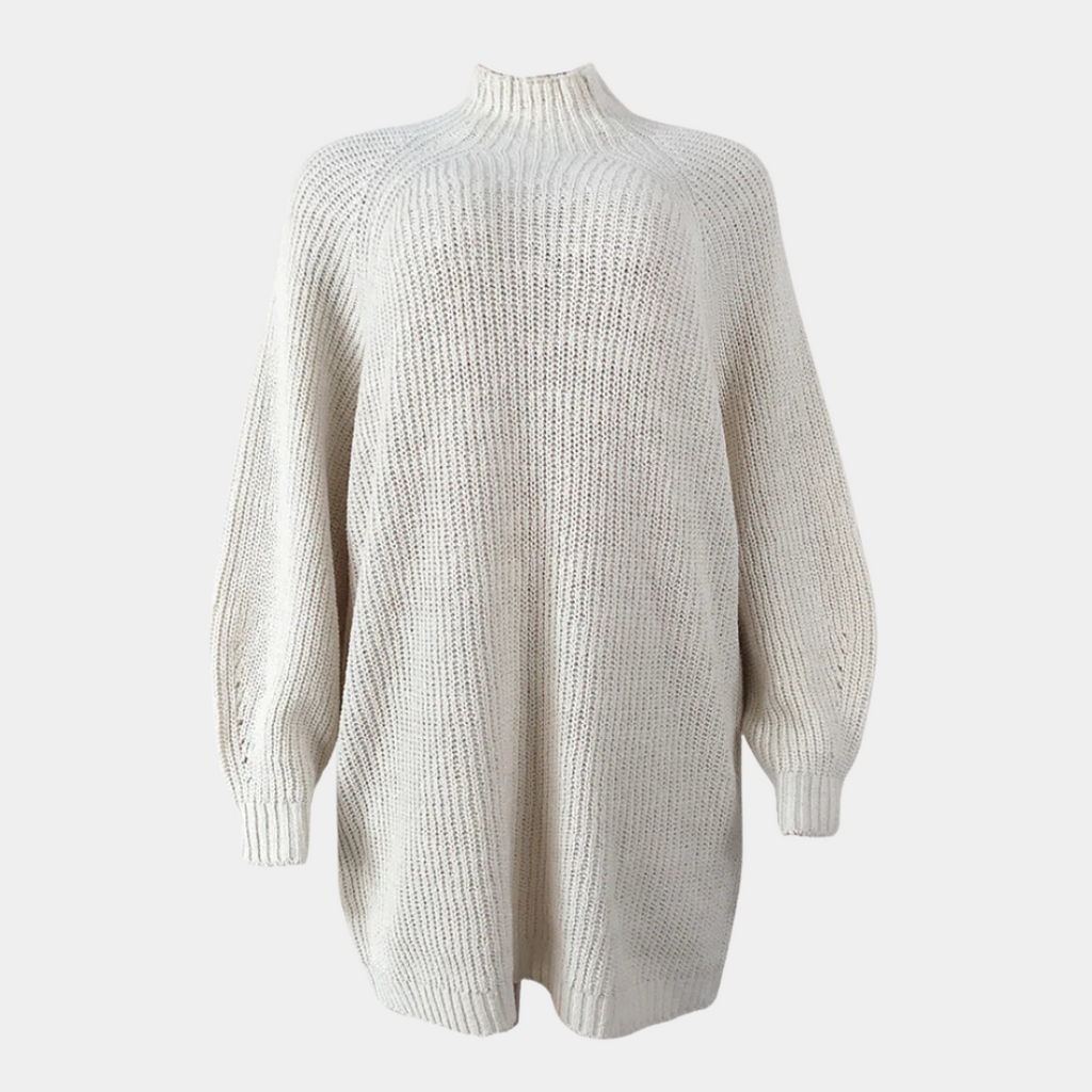 Turtleneck Sweater Dress Women's Oversized Chunky Knit Ribbed Long Sleeve – Casual, Winter