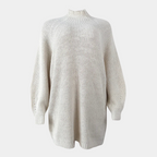 Turtleneck Sweater Dress Women's Oversized Chunky Knit Ribbed Long Sleeve – Casual, Winter