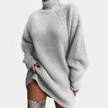 Turtleneck Sweater Dress Women's Oversized Chunky Knit Ribbed Long Sleeve – Casual, Winter