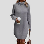 Turtleneck Sweater Dress Women's Ribbed Knit Long Sleeve – Casual, Office, Holiday, Gift