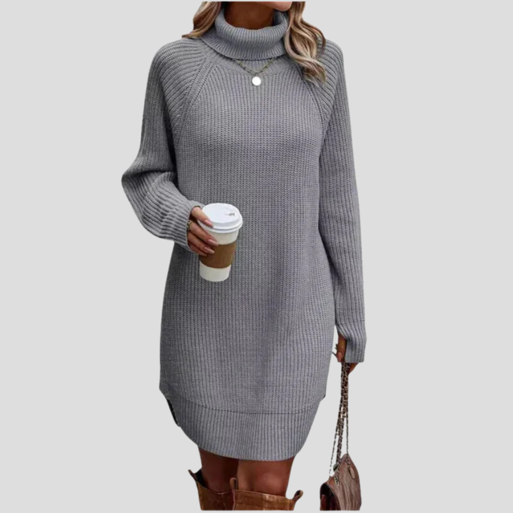 Turtleneck Sweater Dress Women's Ribbed Knit Long Sleeve – Casual, Office, Holiday, Gift