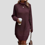 Turtleneck Sweater Dress Women's Ribbed Knit Long Sleeve – Casual, Office, Holiday, Gift