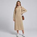 Turtleneck Sweater Dress Women's Ribbed Knit Midi Long Sleeve – Casual, Office, Fall Winter, Gift