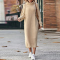 Turtleneck Sweater Dress Women's Ribbed Knit Midi Long Sleeve – Casual, Office, Fall Winter, Gift