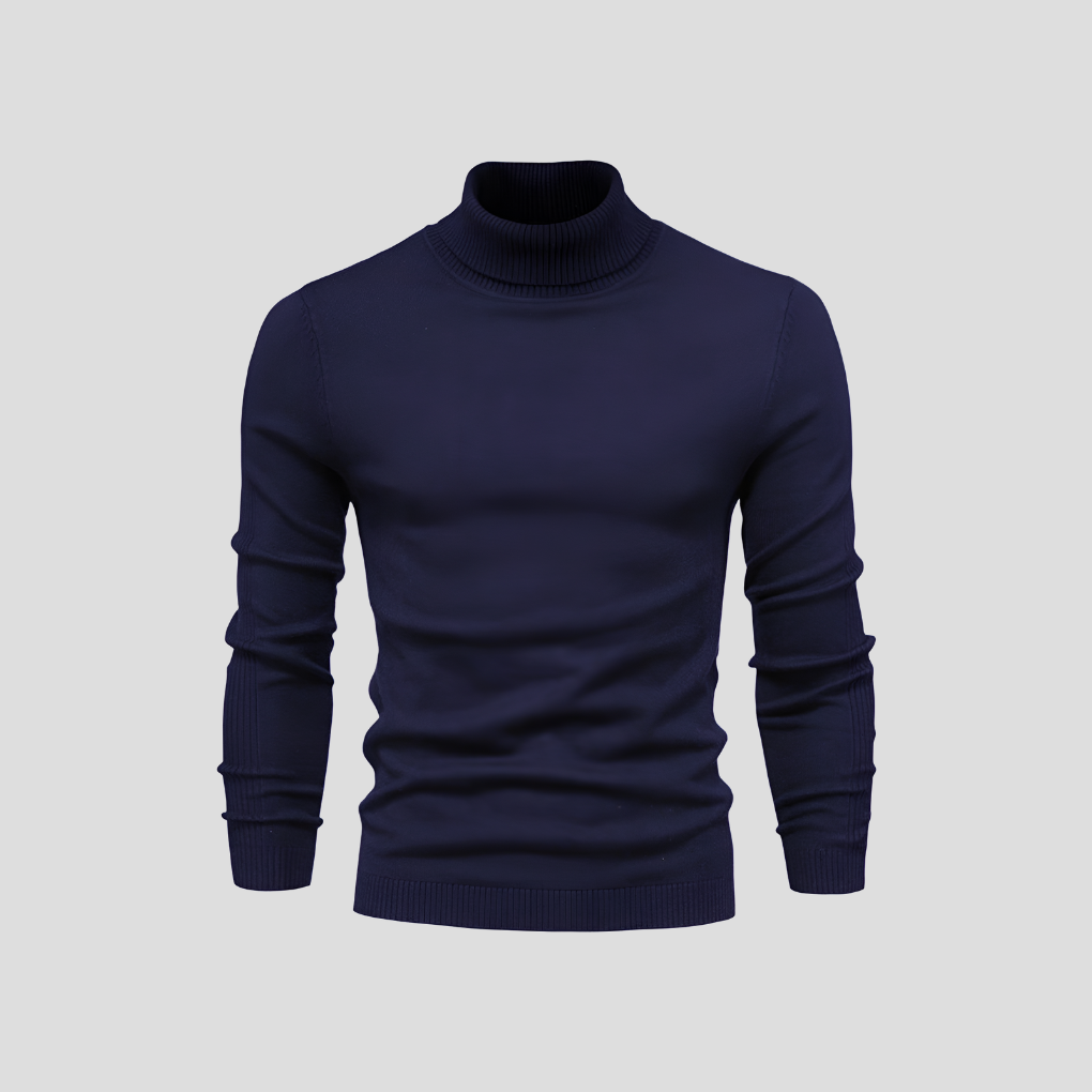 Turtleneck Sweater Men's Ribbed Knit White Long Sleeve Jumper – Casual, Office, Winter, Gift