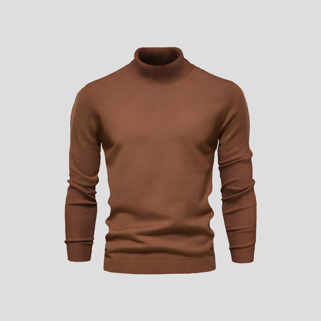 Turtleneck Sweater Men's Ribbed Knit White Long Sleeve Jumper – Casual, Office, Winter, Gift