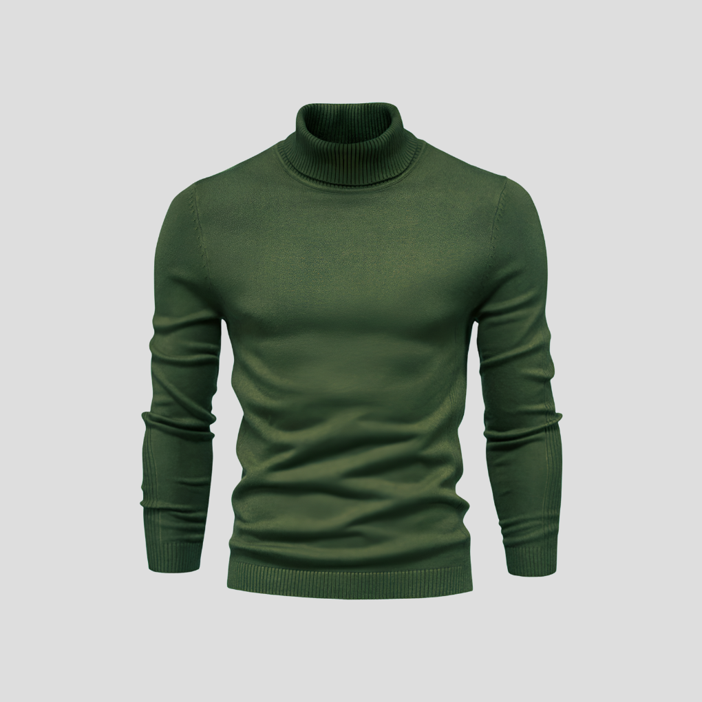 Turtleneck Sweater Men's Ribbed Knit White Long Sleeve Jumper – Casual, Office, Winter, Gift