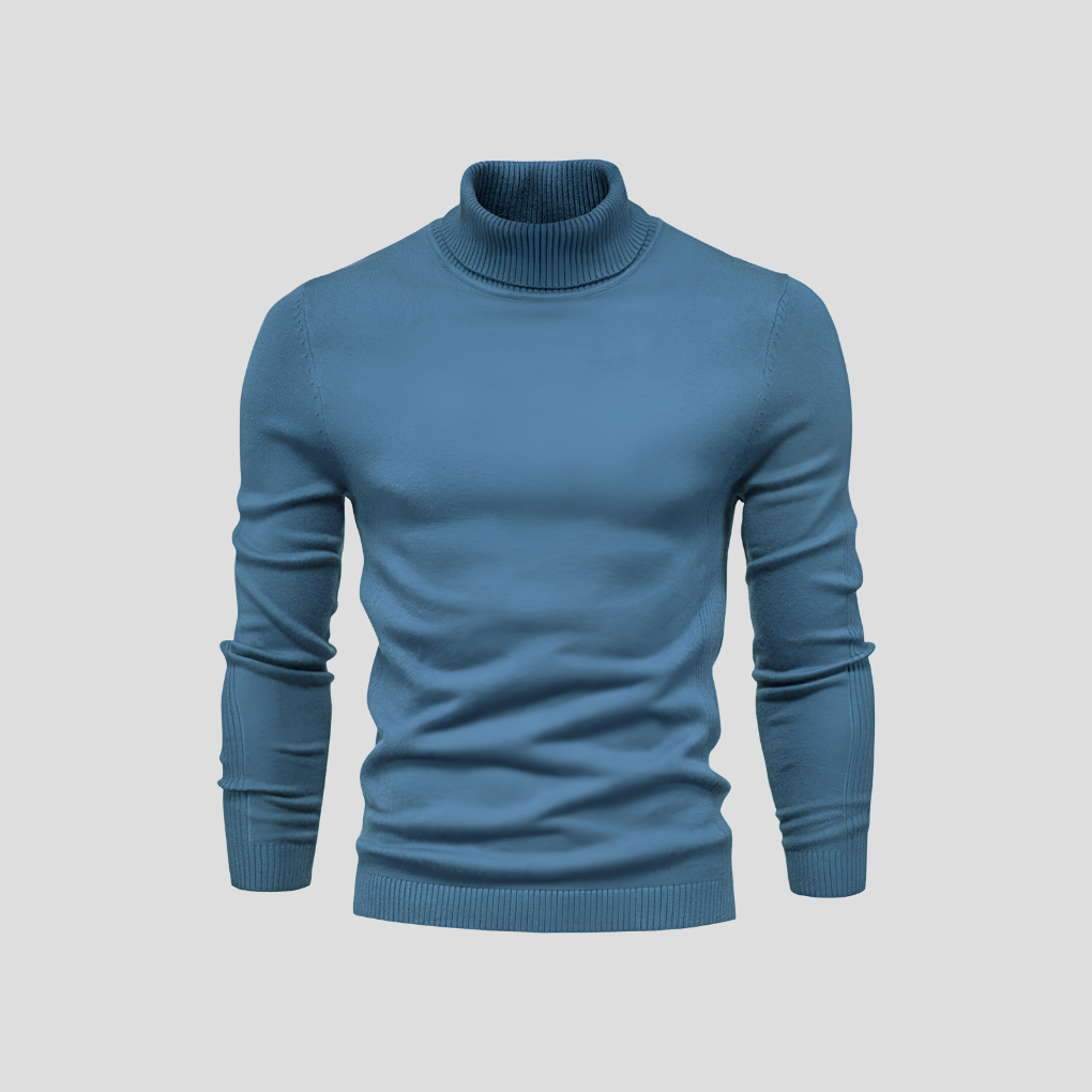 Turtleneck Sweater Men's Ribbed Knit White Long Sleeve Jumper – Casual, Office, Winter, Gift