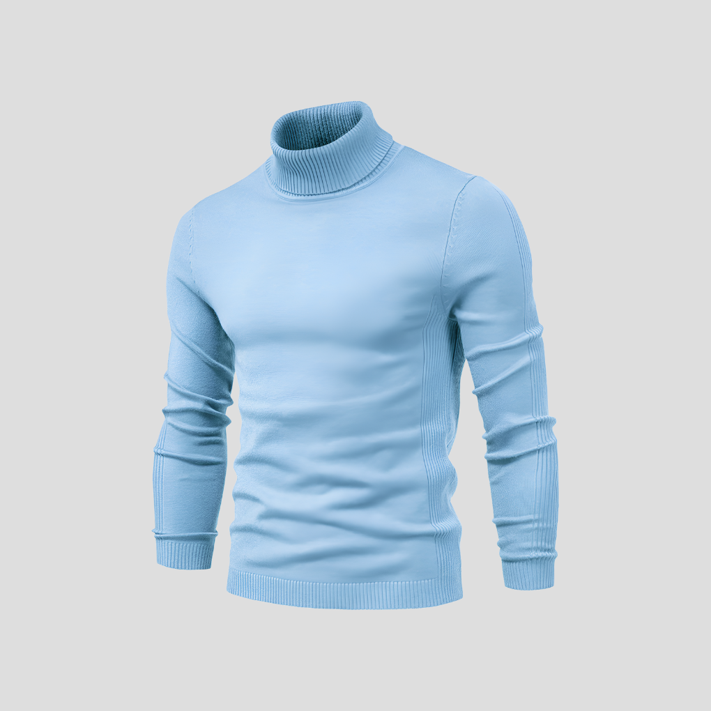 Turtleneck Sweater Men's Ribbed Knit White Long Sleeve Jumper – Casual, Office, Winter, Gift
