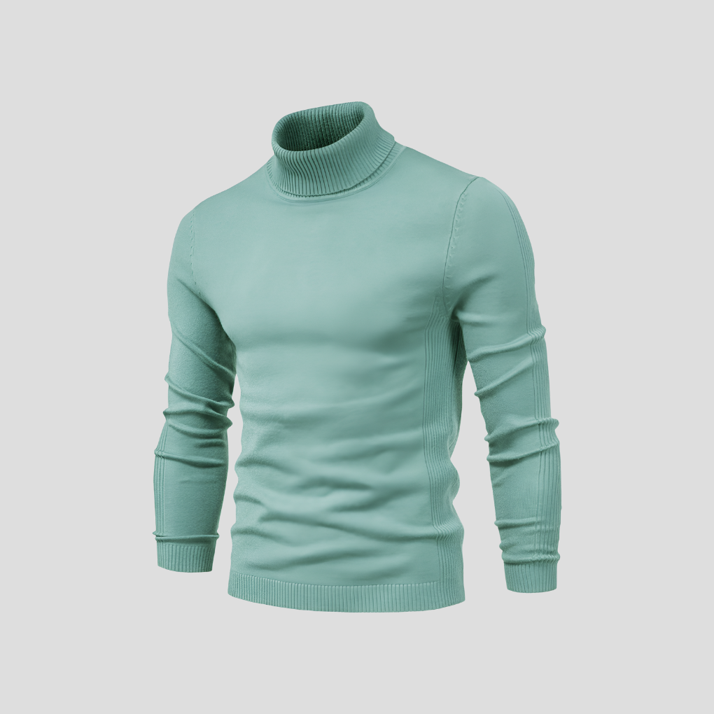 Turtleneck Sweater Men's Ribbed Knit White Long Sleeve Jumper – Casual, Office, Winter, Gift