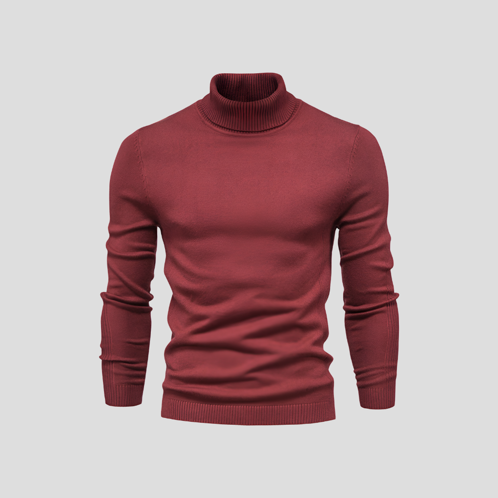 Turtleneck Sweater Men's Ribbed Knit White Long Sleeve Jumper – Casual, Office, Winter, Gift