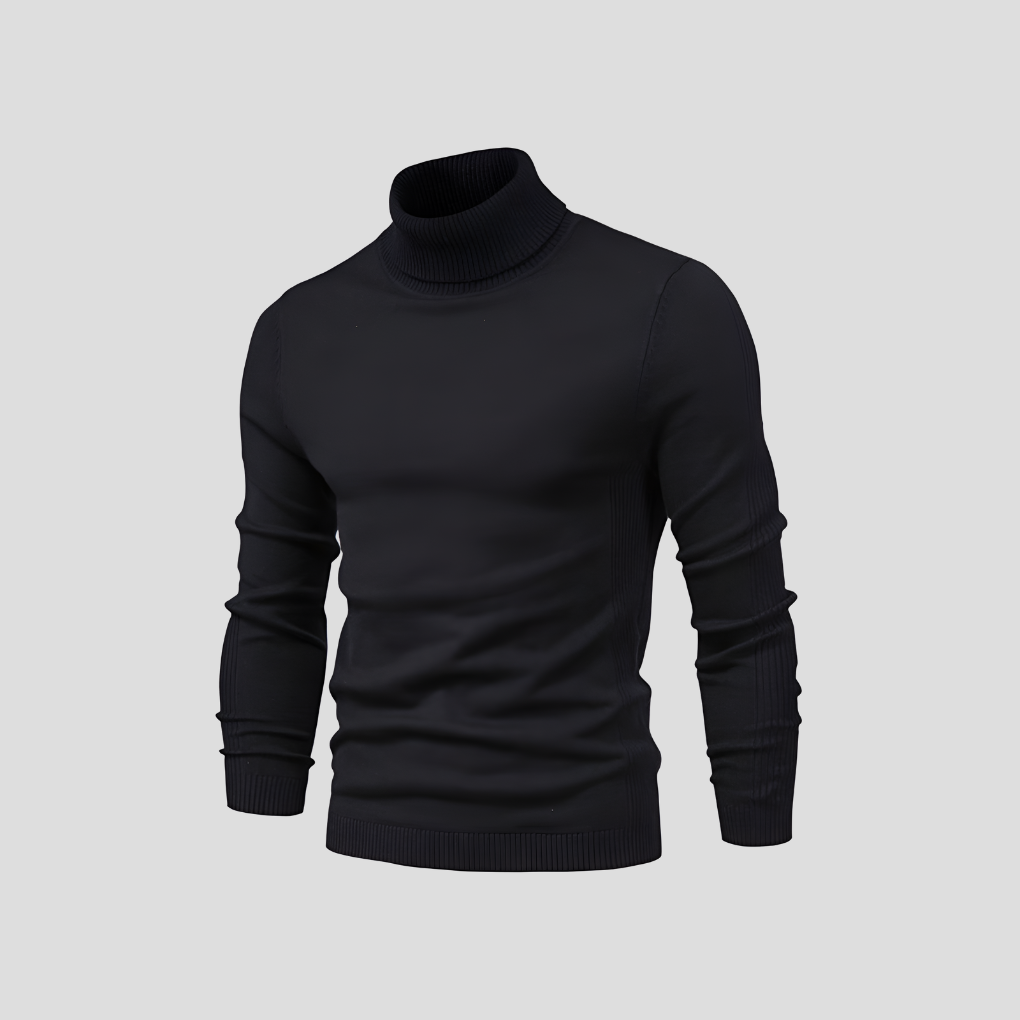 Turtleneck Sweater Men's Ribbed Knit White Long Sleeve Jumper – Casual, Office, Winter, Gift