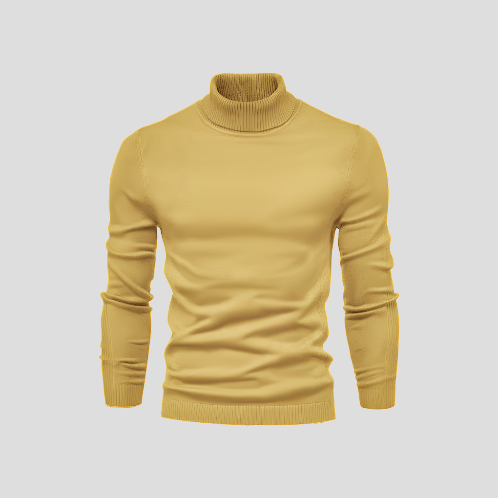 Turtleneck Sweater Men's Ribbed Knit White Long Sleeve Jumper – Casual, Office, Winter, Gift