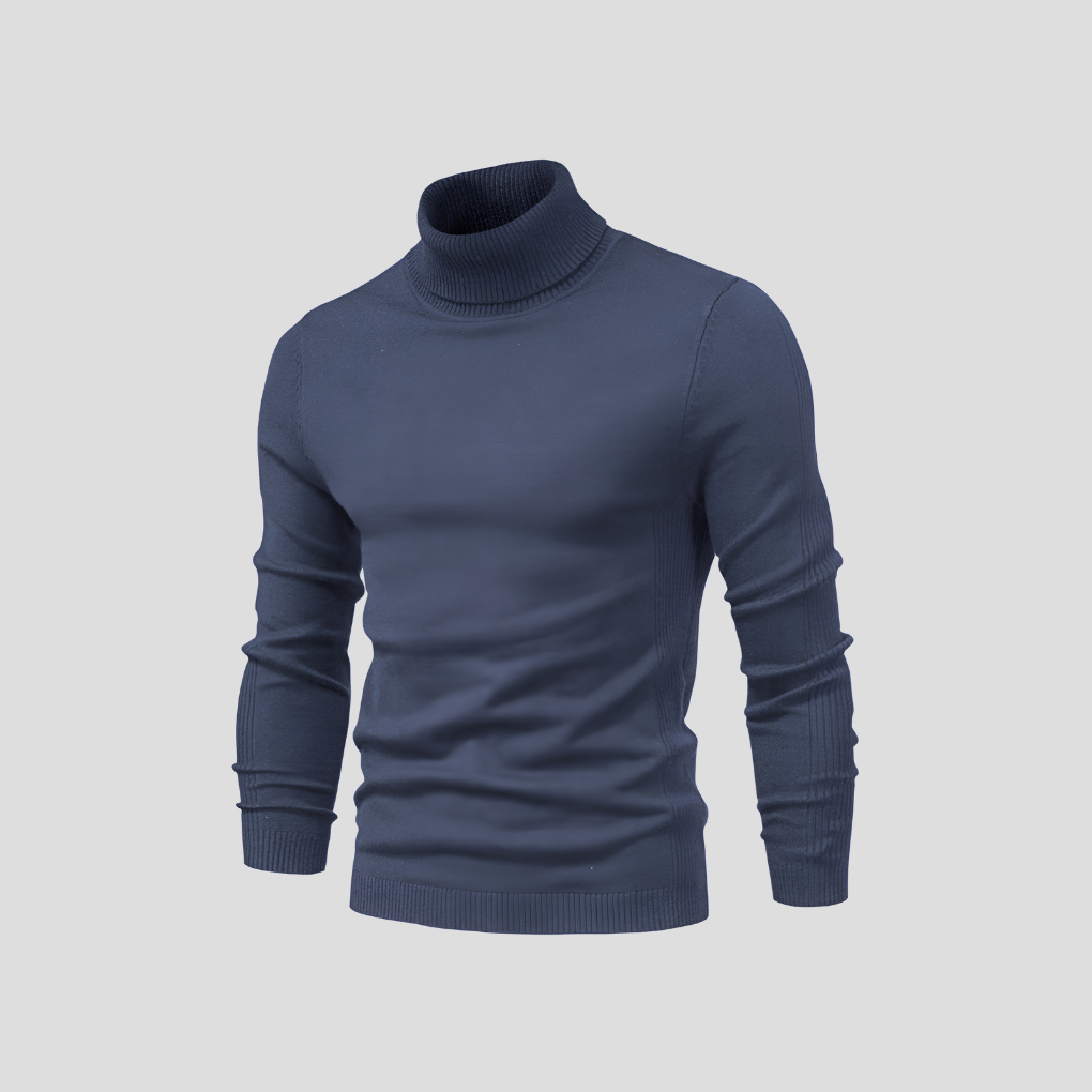Turtleneck Sweater Men's Ribbed Knit White Long Sleeve Jumper – Casual, Office, Winter, Gift