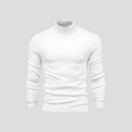 Turtleneck Sweater Men's Ribbed Knit White Long Sleeve Jumper – Casual, Office, Winter, Gift