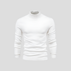 Turtleneck Sweater Men's Ribbed Knit White Long Sleeve Jumper – Casual, Office, Winter, Gift