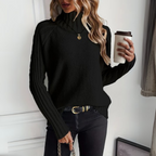 Turtleneck Sweater Ribbed Knit Women's Long Sleeve White Pullover – Casual, Office, Holiday, Gift