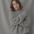 Turtleneck Sweater Women's Beige Cashmere Oversized Knit Pullover – Office, Holiday
