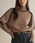 Turtleneck Sweater Women's Contrast Trim Knit Long Sleeve – Casual, Office, Holiday, Gift