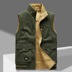 Utility Cargo Vest Men's Multi-Pocket Stand Collar Zip-Up – Outdoor, Casual, Fishing, Travel, Gift