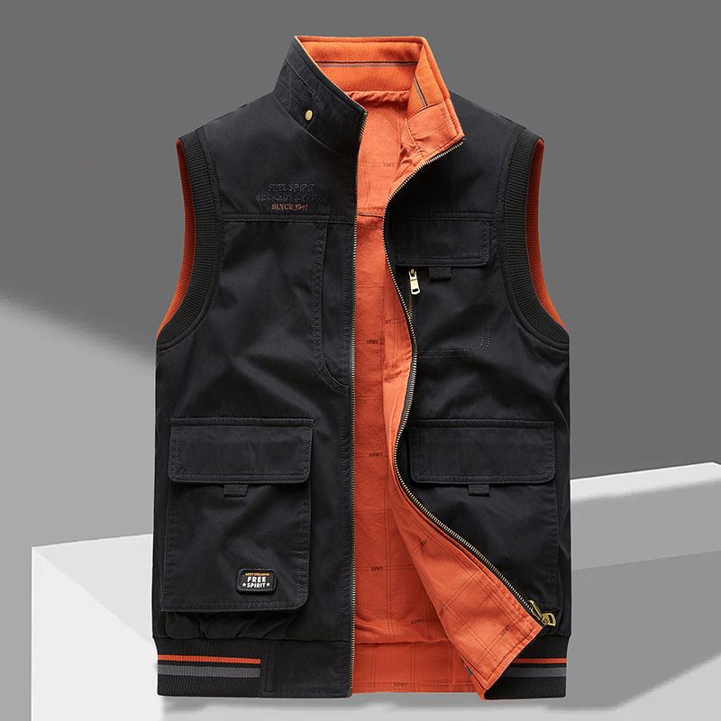 Utility Cargo Vest Men's Multi-Pocket Stand Collar Zip-Up – Outdoor, Casual, Fishing, Travel, Gift