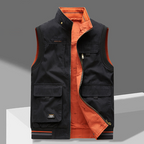 Utility Cargo Vest Men's Multi-Pocket Stand Collar Zip-Up – Outdoor, Casual, Fishing, Travel, Gift