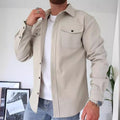 Utility Overshirt Men's Blue Long Sleeve Button-Up Shirt Jacket – Casual, Office