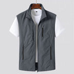 Utility Vest Men's Green Zip-Up Lightweight Gilet Multi-Pocket – Casual, Outdoor