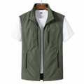 Utility Vest Men's Green Zip-Up Lightweight Gilet Multi-Pocket – Casual, Outdoor