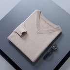 V-Neck Sweater Men's Navy Blue Long Sleeve Knit Pullover – Office, Casual, Gift · Faylori