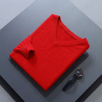 V-Neck Sweater Men's Navy Blue Long Sleeve Knit Pullover – Office, Casual, Gift · Faylori