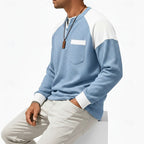 Waffle Knit Henley Shirt Men's Colorblock Long Sleeve with Chest Pocket – Casual, Office