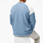 Waffle Knit Henley Shirt Men's Colorblock Long Sleeve with Chest Pocket – Casual, Office