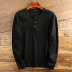 Waffle Knit Henley Shirt Men's Long Sleeve Gray Textured Ribbed Top – Casual, Office