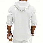 Waffle Knit Hooded Henley Shirt Men's Long Sleeve Drawstring Button Top – Casual, Everyday