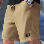 Waffle Knit Shorts White Men's Drawstring Elastic Waist – Casual, Summer · Faylori