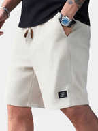 Waffle Knit Shorts White Men's Drawstring Elastic Waist – Casual, Summer · Faylori