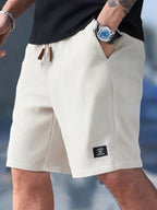 Waffle Knit Shorts White Men's Drawstring Elastic Waist – Casual, Summer · Faylori