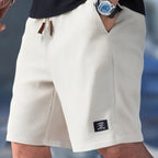 Waffle Knit Shorts White Men's Drawstring Elastic Waist – Casual, Summer · Faylori